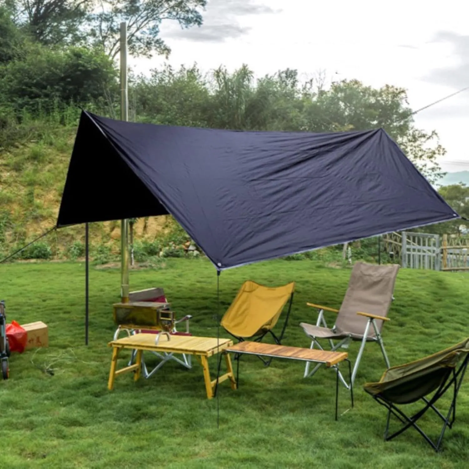Tent Tarp,Picnic Mat Camping Tarp Tent Hammock Tarp, Pu Waterproof Camping Tarp Tent Rain Fly Picnic Mat Survival Shelter Sunshade (Color : Green, Size : 360 * 280cm)