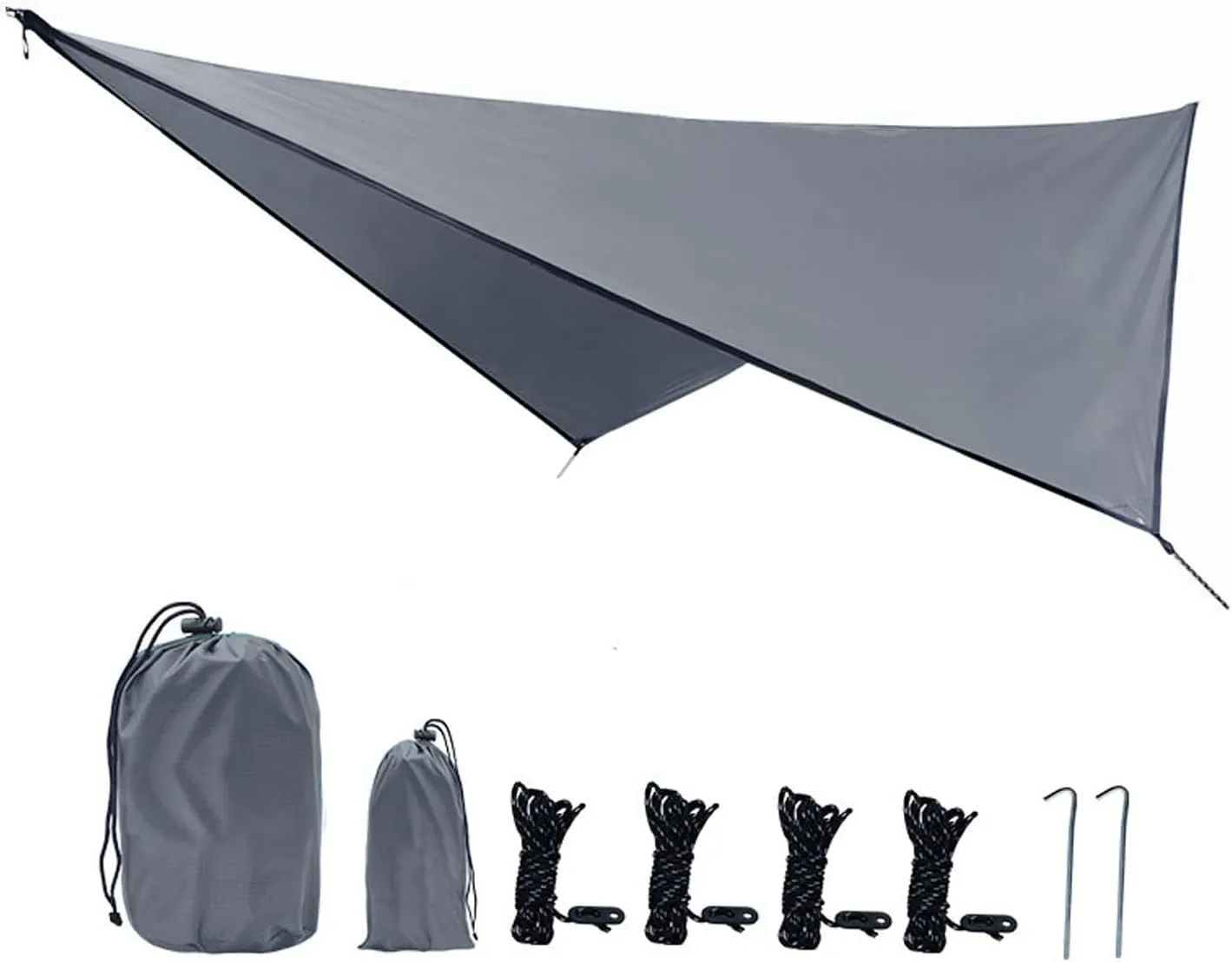 Tent Tarps Waterproof Hammock Shelter, Premium Lightweight Ripstop Nylon Cover UV Protection Durable Portable for Camping, Hiking, Picnic and Outdoor Activities (Gray)