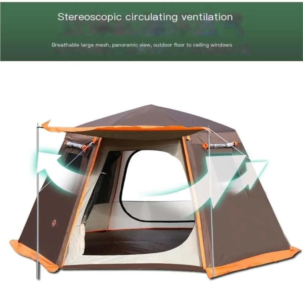 Tent Tent Outdoor Automatic Tent Sun Protection Rainstorm Tent Camping Double-Layer Aluminum Pole Hexagonal Tent Outdoor Tent