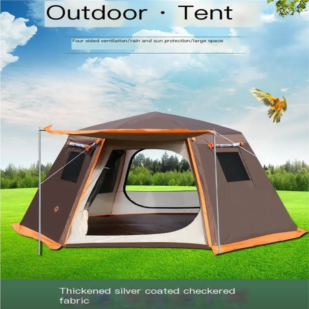 Tent Tent Outdoor Automatic Tent Sun Protection Rainstorm Tent Camping Double-Layer Aluminum Pole Hexagonal Tent Outdoor Tent