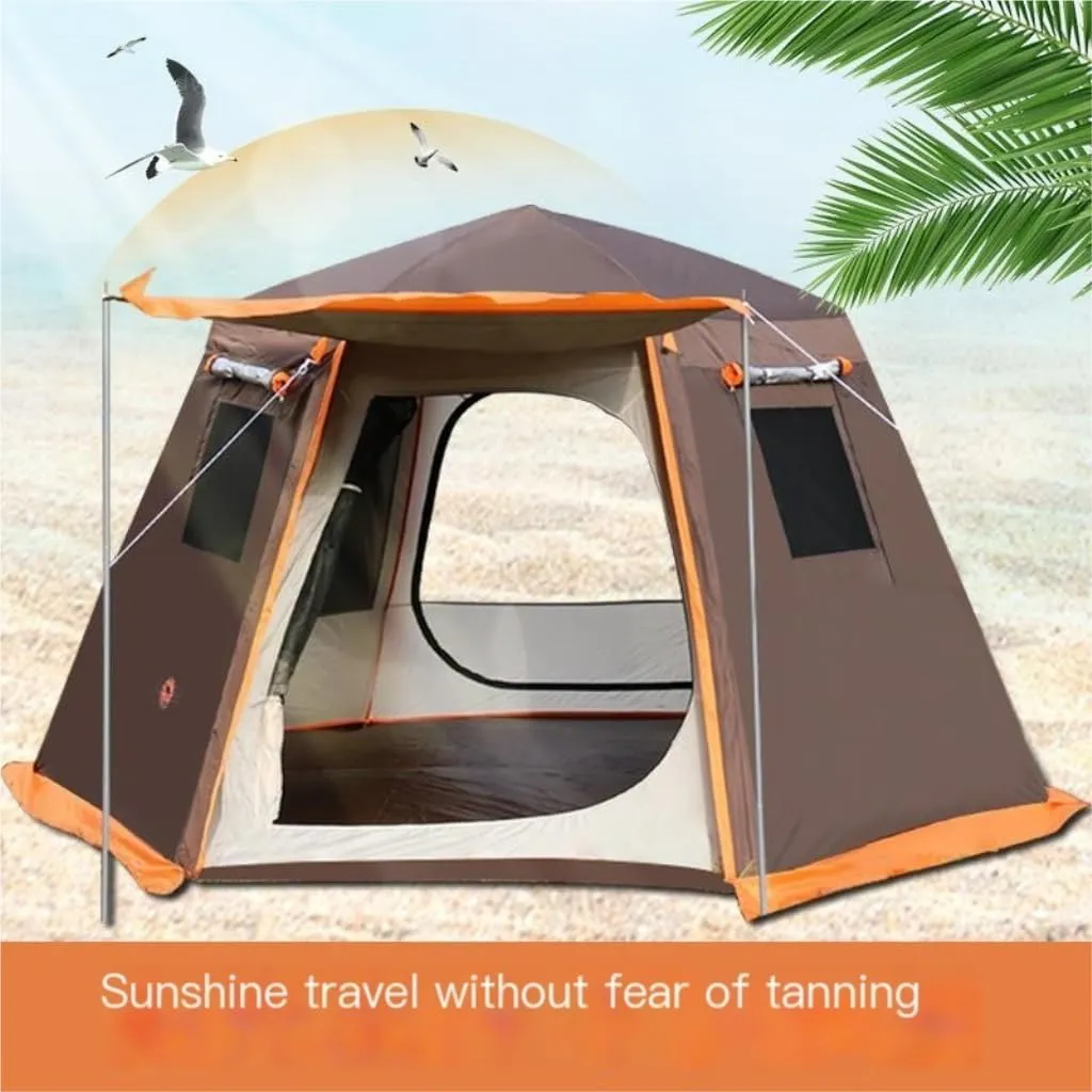 Tent Tent Outdoor Automatic Tent Sun Protection Rainstorm Tent Camping Double-Layer Aluminum Pole Hexagonal Tent Outdoor Tent
