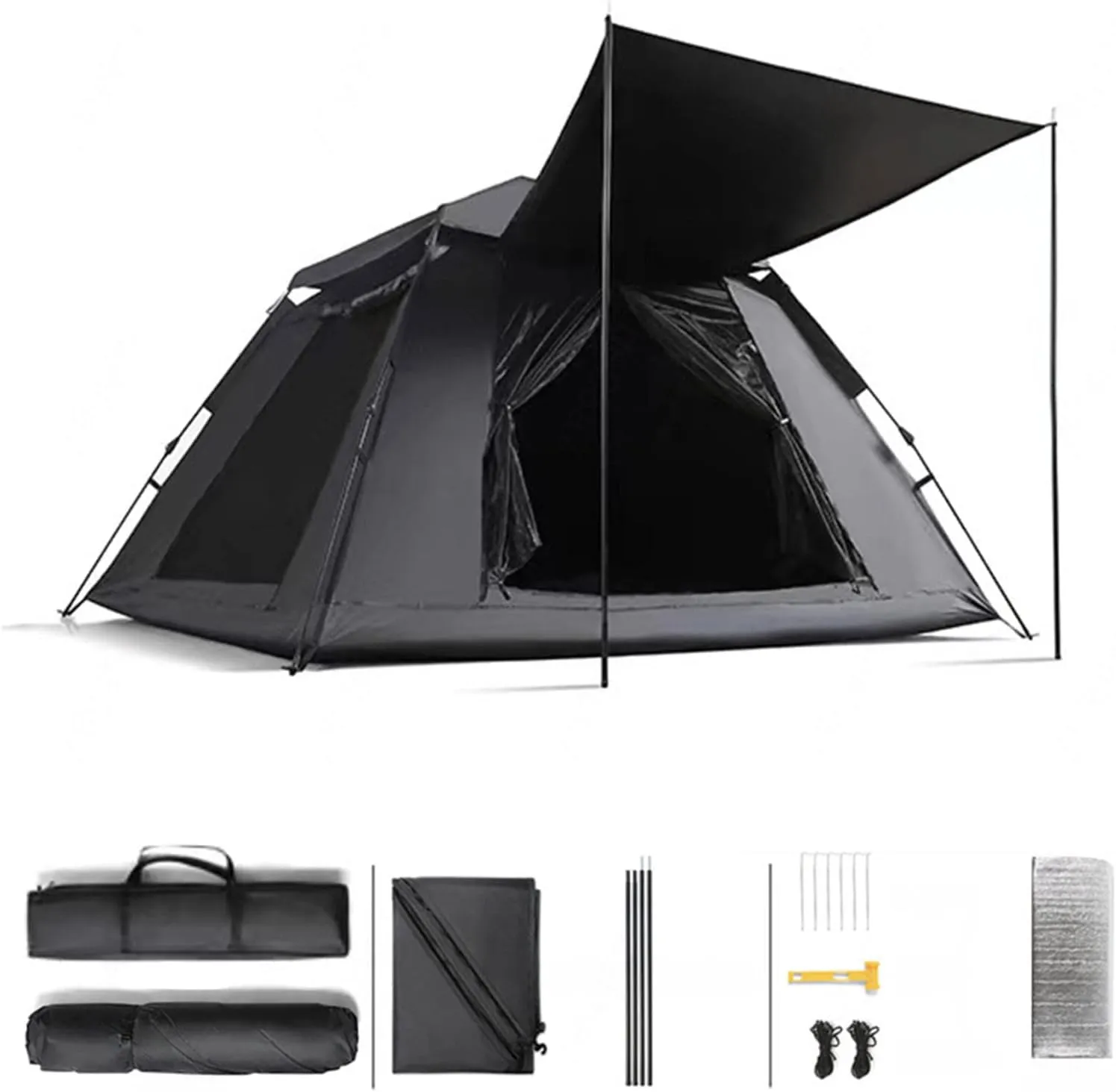 Tent Windows On All Sides, Popup Tent Waterproof Stable and Practical Family Tents Ideal for Camping in The Garden 4 People