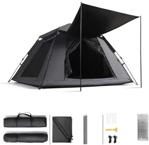 Tent Windows On All Sides, Popup Tent Waterproof Stable and Practical Family Tents Ideal for Camping in The Garden 4 People