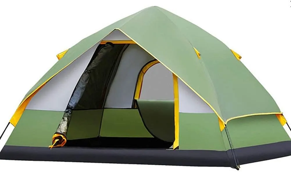 Tent,Camping Family Waterproof Camping Tent,Outdoor Double Layer Hiking 3-4 People Sun Shelter Green 85x53inch