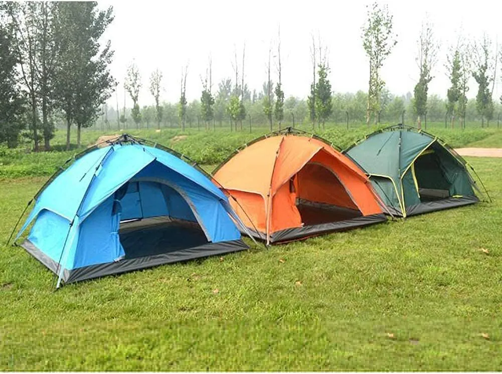 Tent,Camping Family Waterproof Camping Tent,Outdoor Double Layer Ventilation 3-4 People Orange