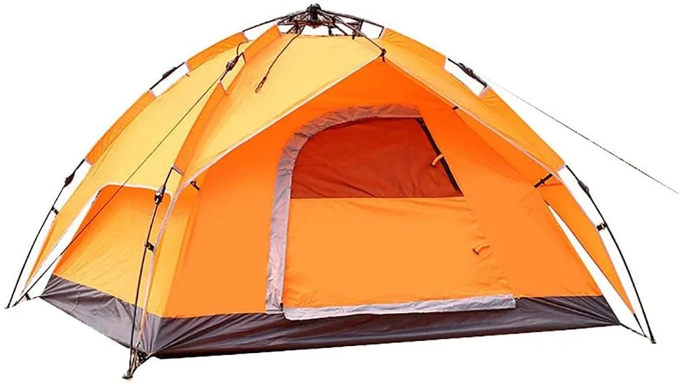 Tent,Camping Family Waterproof Camping Tent,Outdoor Double Layer Ventilation 3-4 People Orange