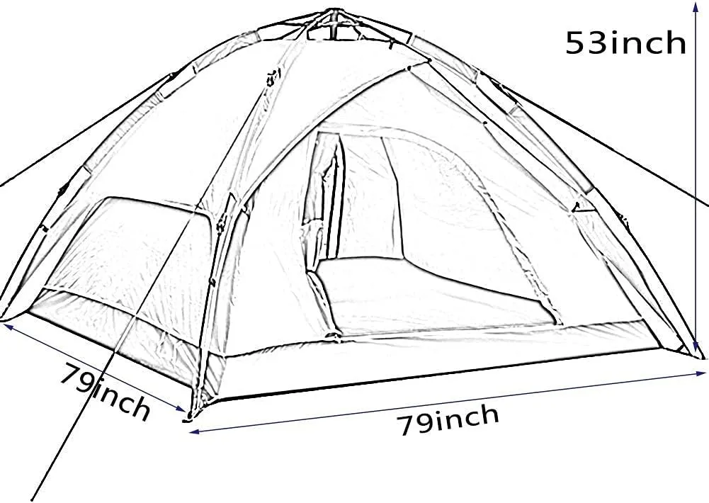 Tent,Camping Family Waterproof Camping Tent,Outdoor Double Layer Ventilation 3-4 People Orange
