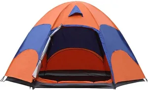 Tent,Dome Camping Family Beach Tent,Outdoor Double Layer 3-5 People Orange 95x57inch