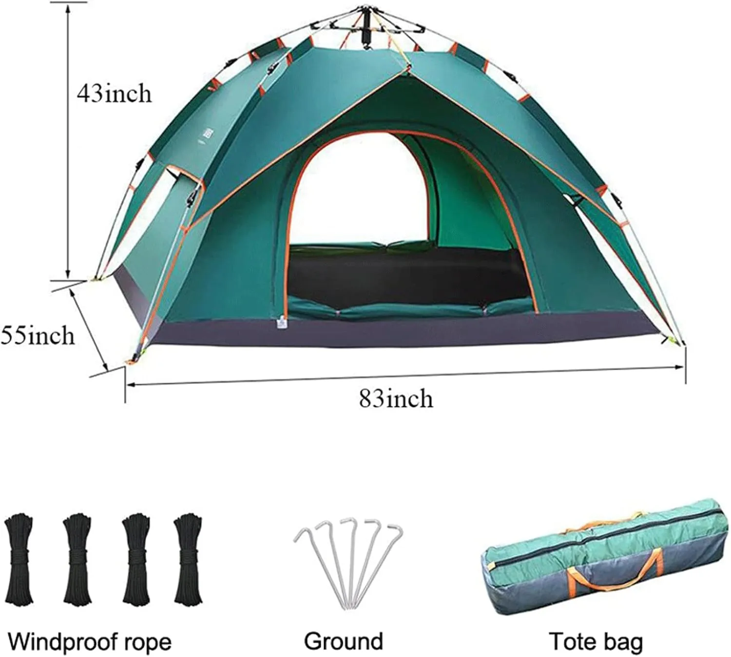 Tents 3-4Person Fully Outdoor Automatic Quick Open Tent Waterproof Tent Camping Family Outdoor Llightweight Instant Setup Tent, Green