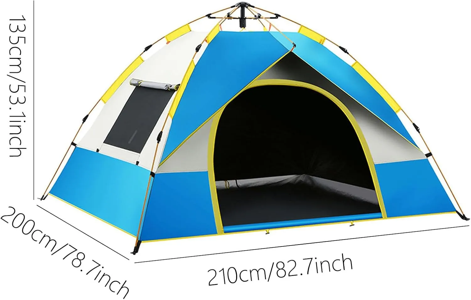 Tents 4 Person Waterproof Windproof Easy Setup Camping Tent, Double Layer Family Tents for Camping, Portable Dome Tents with 2 Doors and 2 Windows, Outdoor Tent with Carry Bag