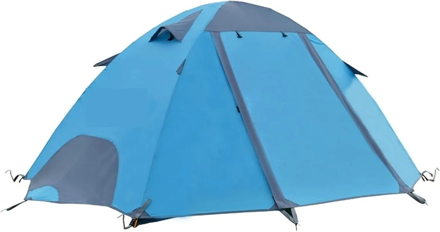 Tents Backpacking Waterproof Tent, Fiberglass Poles Double Layer Family Camping Instant Setup Tent for Hiking, Blue