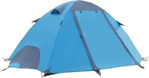 Tents Backpacking Waterproof Tent, Fiberglass Poles Double Layer Family Camping Instant Setup Tent for Hiking, Blue
