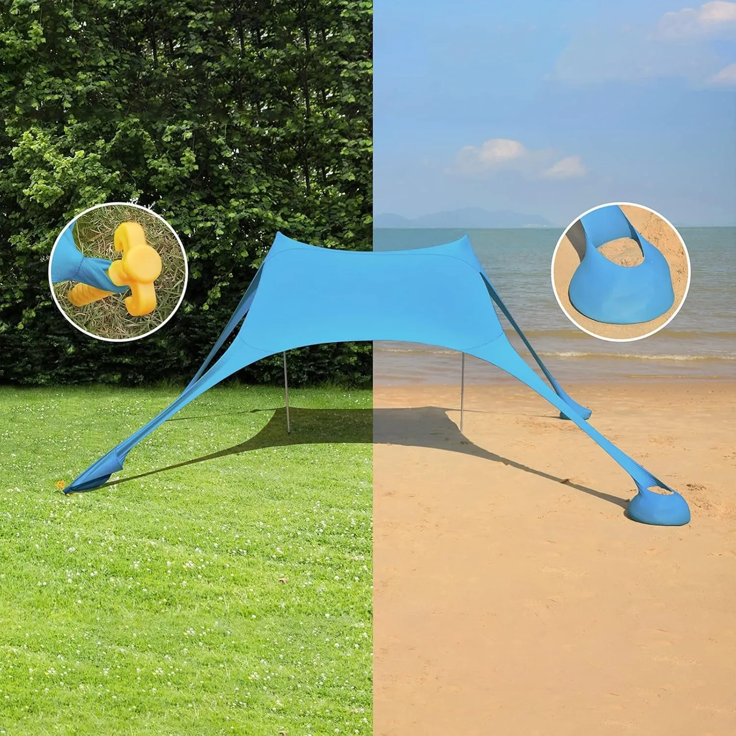 Tents Beach Tent with Sand Anchor, Portable Canopy Sunshade, Camping Tarp Sun Shelter, for Camping Trips Fishing Backyard Parks Picnics,D