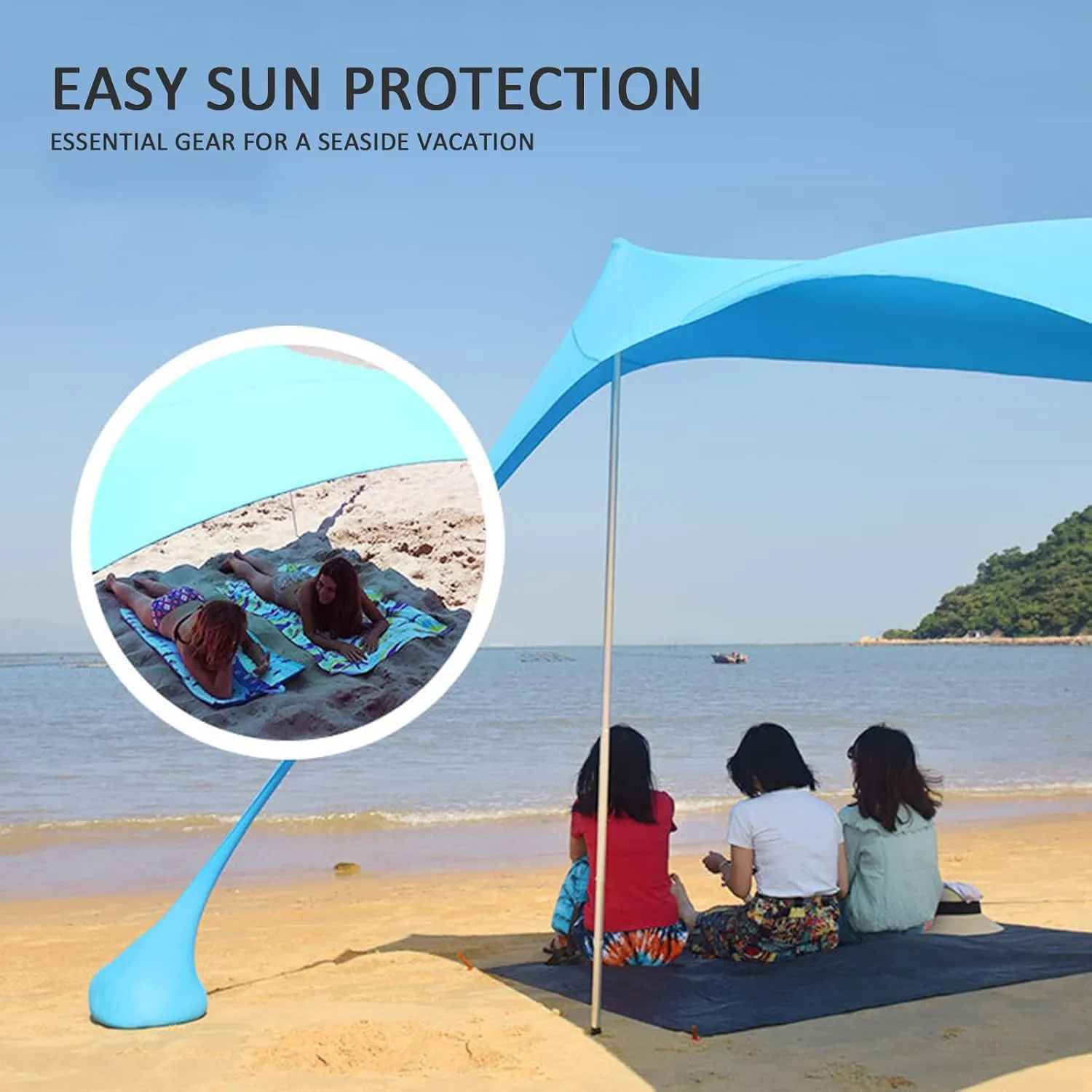 Tents Beach Tent with Sand Anchor, Portable Canopy Sunshade, Camping Tarp Sun Shelter, for Camping Trips Fishing Backyard Parks Picnics,D