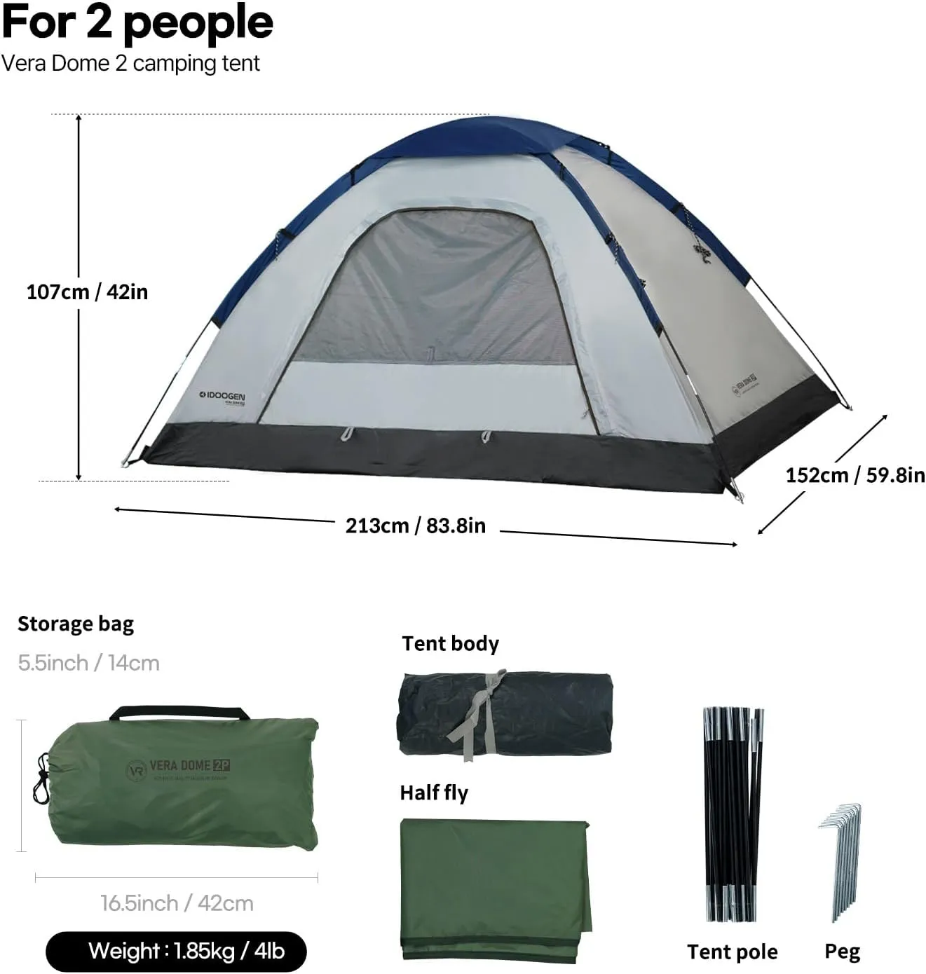 Tents for Camping 2/4/6 Person Camping Dome Tent, Easy to Set Up, Lightweight Camping Tent, Portable Camping Tent for Outdoor and Backpacking Sundome Tent
