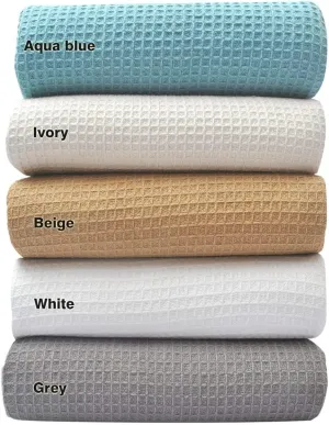 Tex Trend 100% Cotton Blankets King Size – Durable and Versatile Waffle Weave Blankets for Year Round Coziness – Breathable & Lightweight - Light Grey (90”x108”)