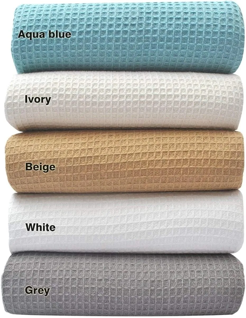 Tex Trend 100% Cotton Blankets King Size – Durable and Versatile Waffle Weave Blankets for Year Round Coziness – Breathable & Lightweight - Light Grey (90”x108”)