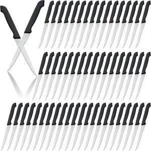 Therwen 100 Pieces Serrated Edge Pointed Tip Steak Knives Stainless Steel Steak Knife with Serrated Edge 8.8 Inch For Kitchen Restaurant Tableware Camping