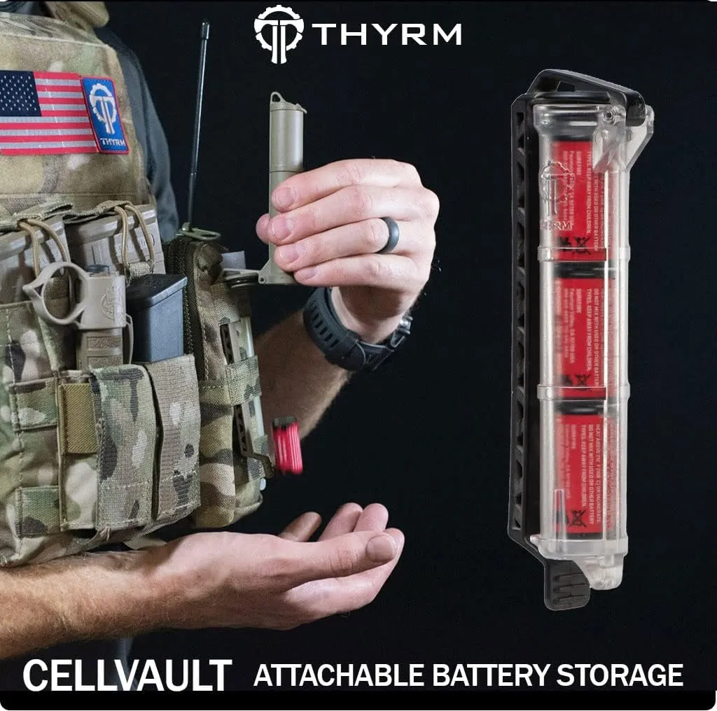 Thyrm CellVault Battery Storage Case for AA, AAA, CR123 Batteries, Survival Gear, Matches, Made in USA