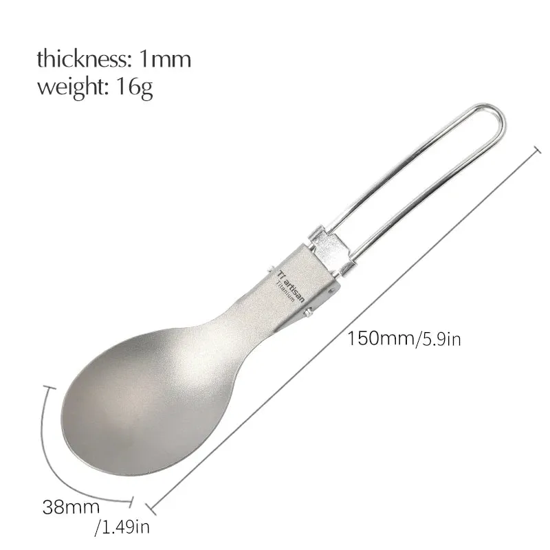TIARTISAN Titanium Foldable Cutlery Set for Camping and Hiking