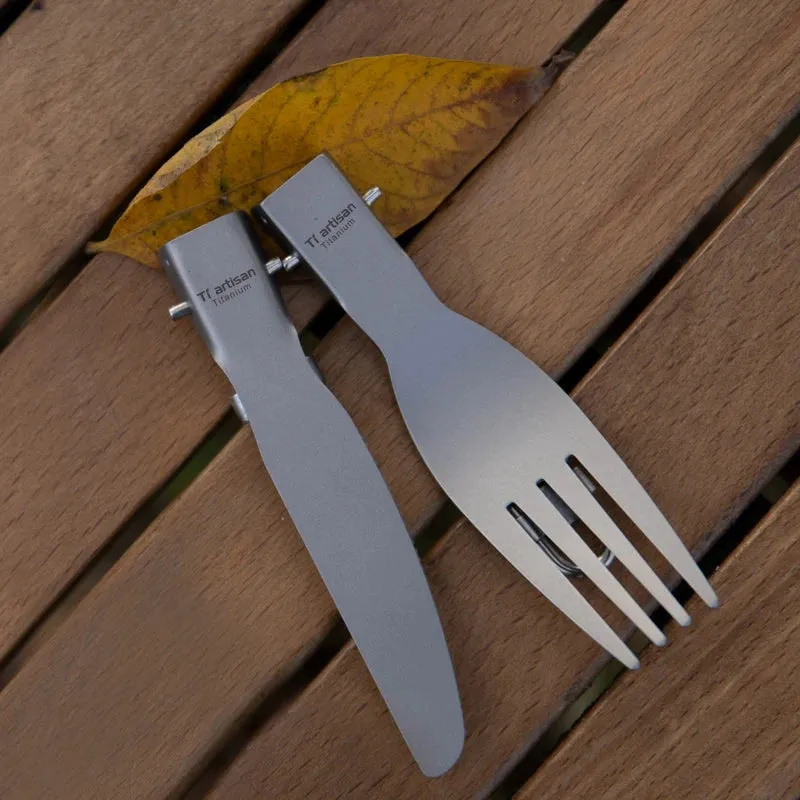 TIARTISAN Titanium Foldable Cutlery Set for Camping and Hiking