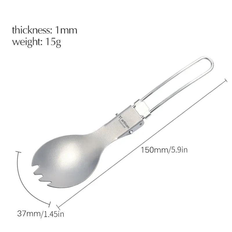 TIARTISAN Titanium Foldable Cutlery Set for Camping and Hiking