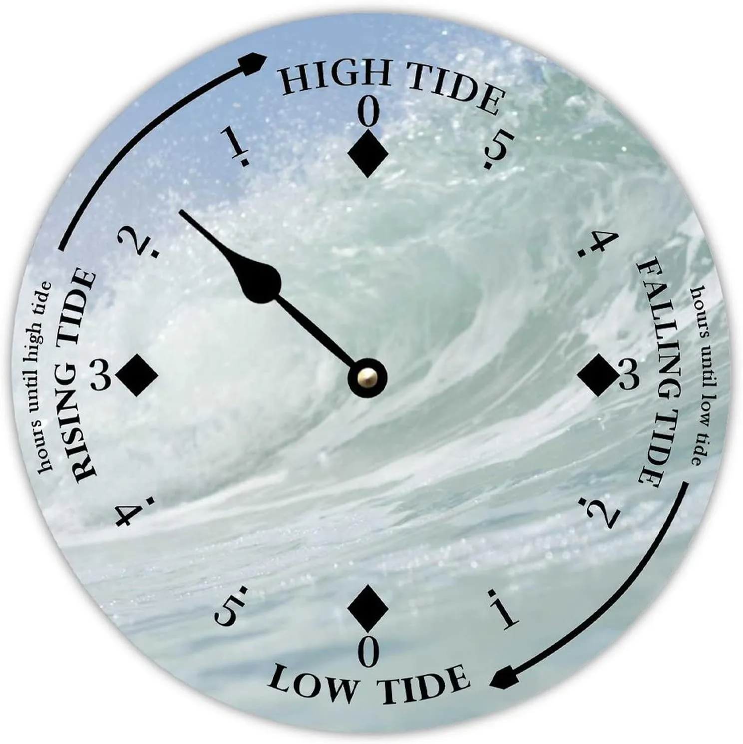 Tide Clock with High and Low Tide White Wave in Sea Wall Wooden Moon Tidal Clock Ocean Time Coastal Clock Nautical Tide Movement Clock for Beach House Deck Board