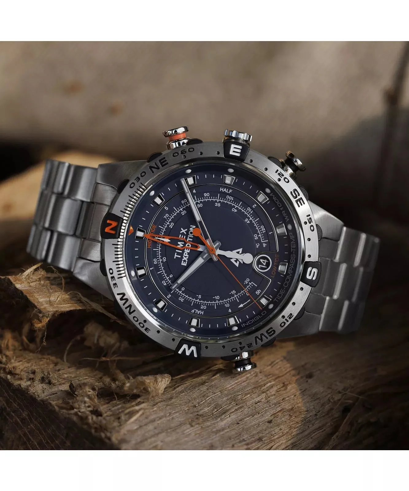 Timex Expedition North Tide Temp Compass Stainless Steel Band TW2Y12900
