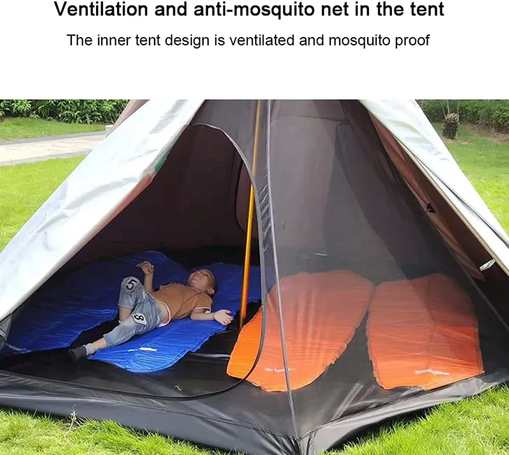 Tipi Hot Tents Outdoor Tents Teepee with Stove Hole Waterproof Family Pyramid Tent Camping Backpacking Hiking Mountaineering Heated Shelter (Brown 310