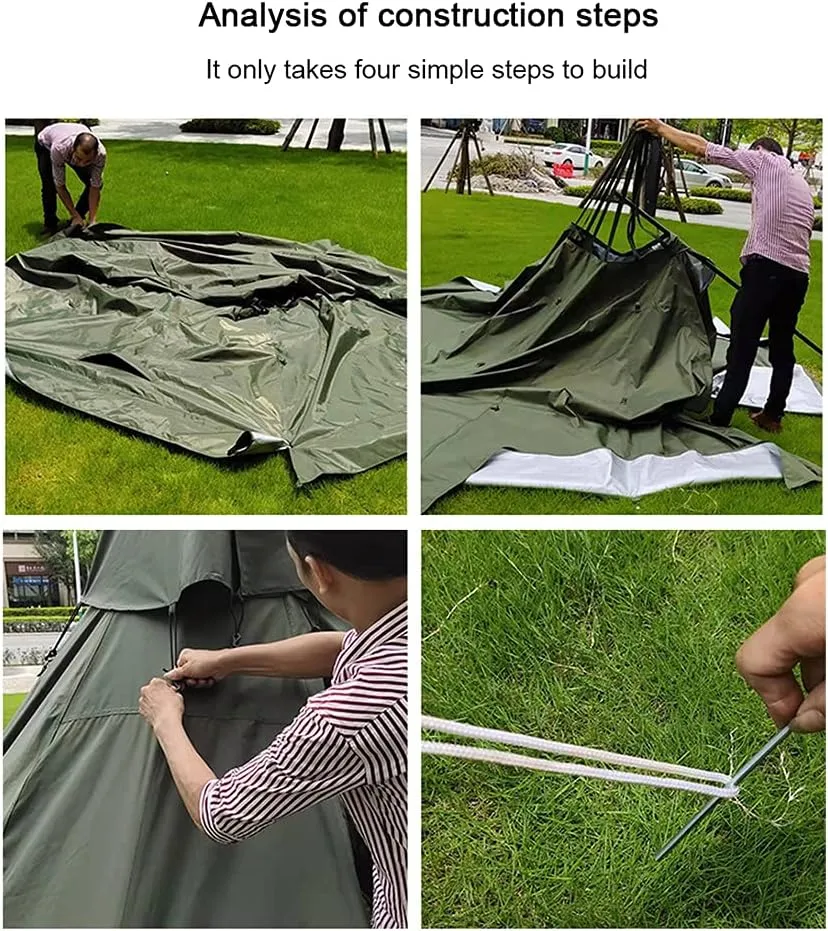 Tipi Hot Tents Outdoor Tents Teepee with Stove Hole Waterproof Family Pyramid Tent Camping Backpacking Hiking Mountaineering Heated Shelter (Brown 310