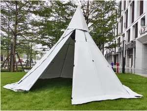 Tipi Hot Tents Outdoor Tents Teepee with Stove Hole Waterproof Family Pyramid Tent Camping Backpacking Hiking Mountaineering Heated Shelter (Brown 310