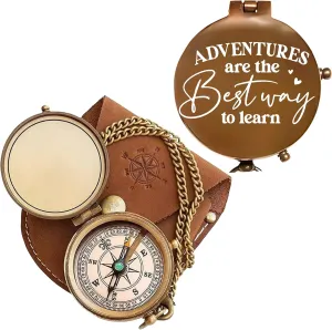 to My Love – Antique Brass Engraved Compass with Leather Case – Personalized Pocket Compass for Husband, Boyfriend, Anniversary, Wedding & Outdoor Adventures (Antique My Love-1)