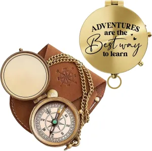 to My Love – Antique Brass Engraved Compass with Leather Case – Personalized Pocket Compass for Husband, Boyfriend, Anniversary, Wedding & Outdoor Adventures (Polish My Love-1)