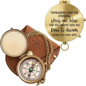 to My Love – Antique Brass Engraved Compass with Leather Case – Personalized Pocket Compass for Husband, Boyfriend, Anniversary, Wedding & Outdoor Adventures (Polish My Love-8)