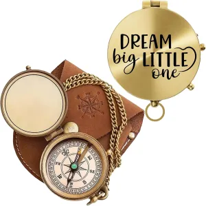 to My Love Antique Brass Engraved Compass with Leather Case – Personalized Pocket Compass Gift for Husband, Boyfriend, Anniversary, Wedding & Outdoor Adventures (Polish My Love-11)
