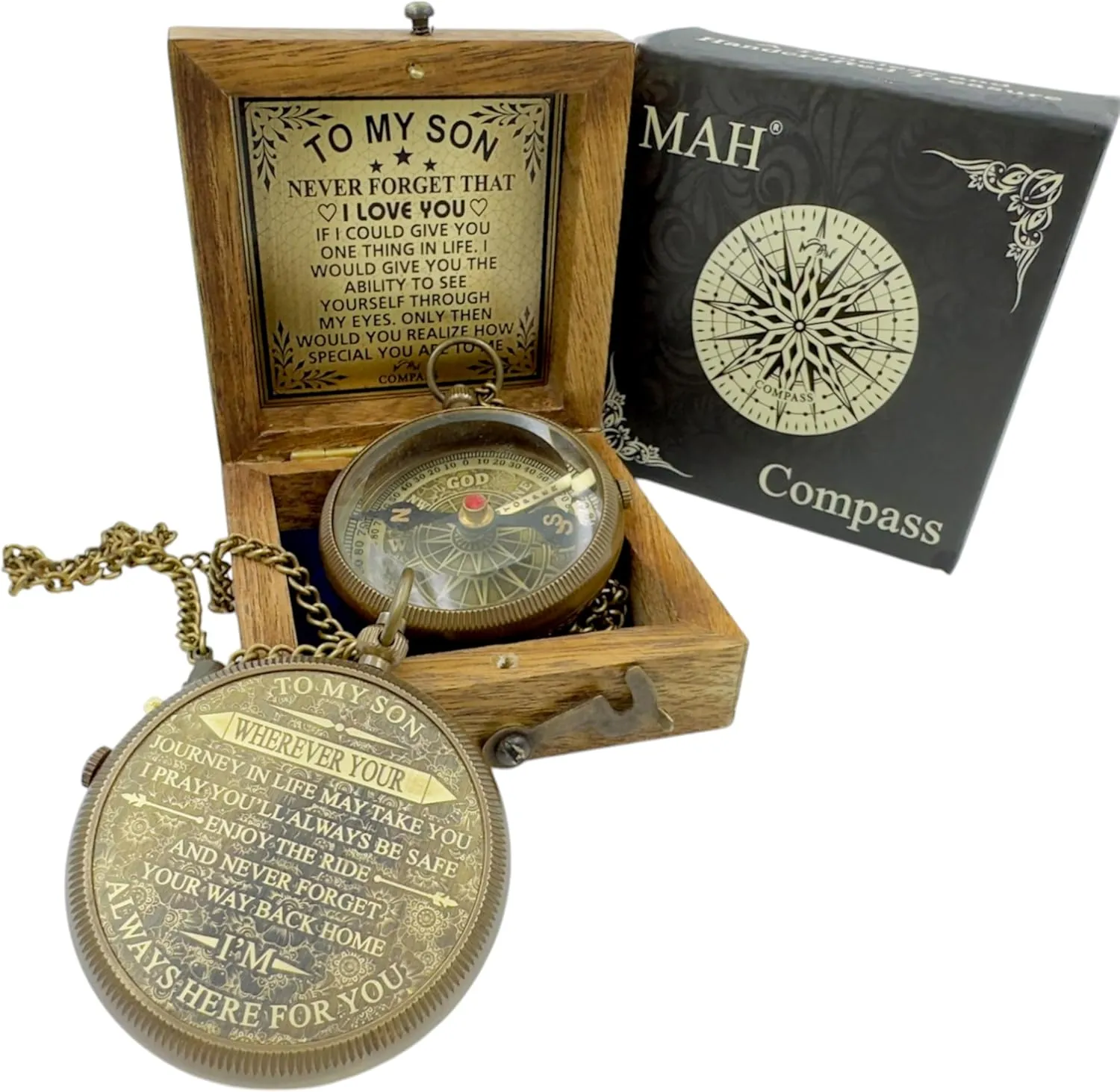 to My Son – Never Forget That I Love You, Brass Compass, Gift for Son from Mom and Dad, Graduation, Baptism, Confirmation, Communion, Sentimental Keepsake, Birthday Gift, Back to School, Faith Gift