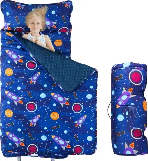 Toddler Nap Mat with Removable Pillow and Blanket, Sleeping Bag for Kids, Lightweight and Soft Slumber Bags for Preschool, Sleeping Mats for Daycare Sweat Absorbing and Breathable