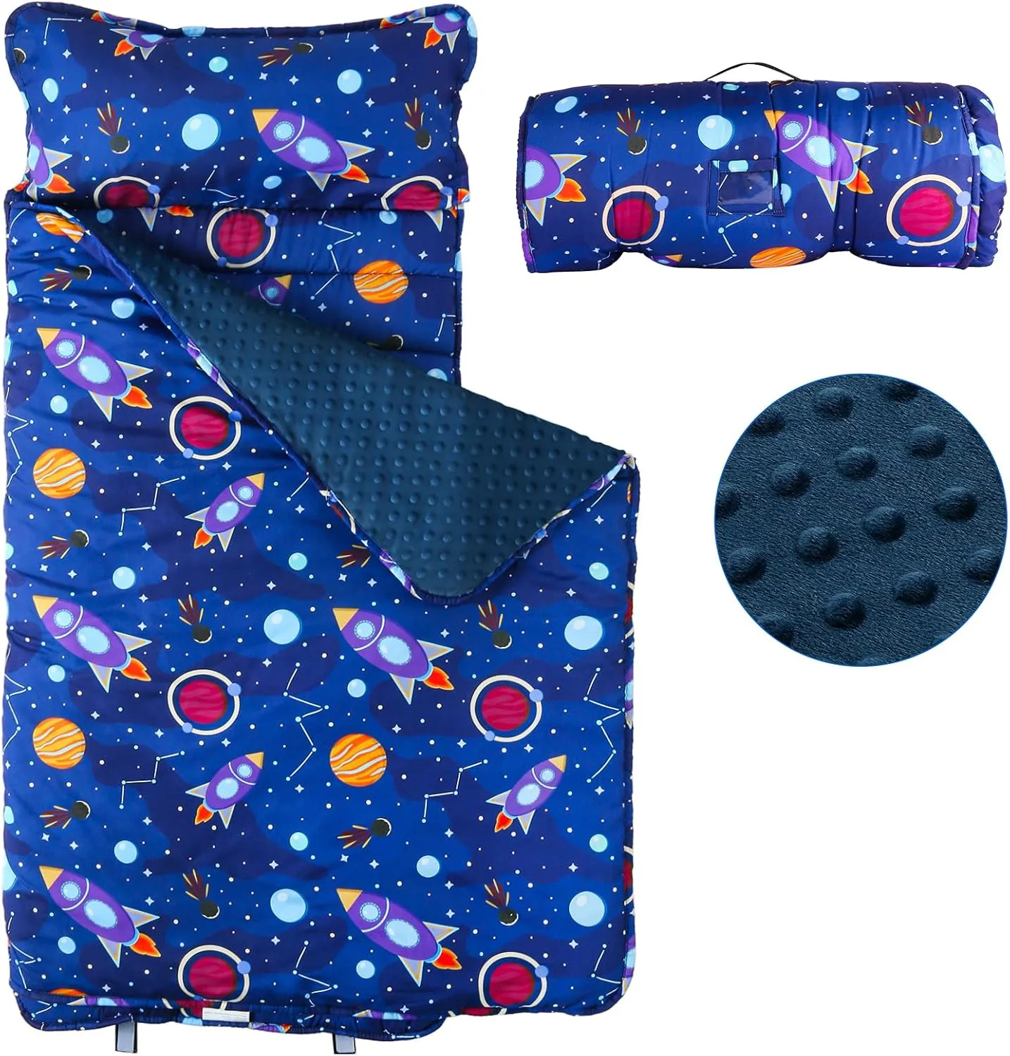Toddler Nap Mat with Removable Pillow and Blanket, Sleeping Bag for Kids, Lightweight and Soft Slumber Bags for Preschool, Sleeping Mats for Daycare Sweat Absorbing and Breathable