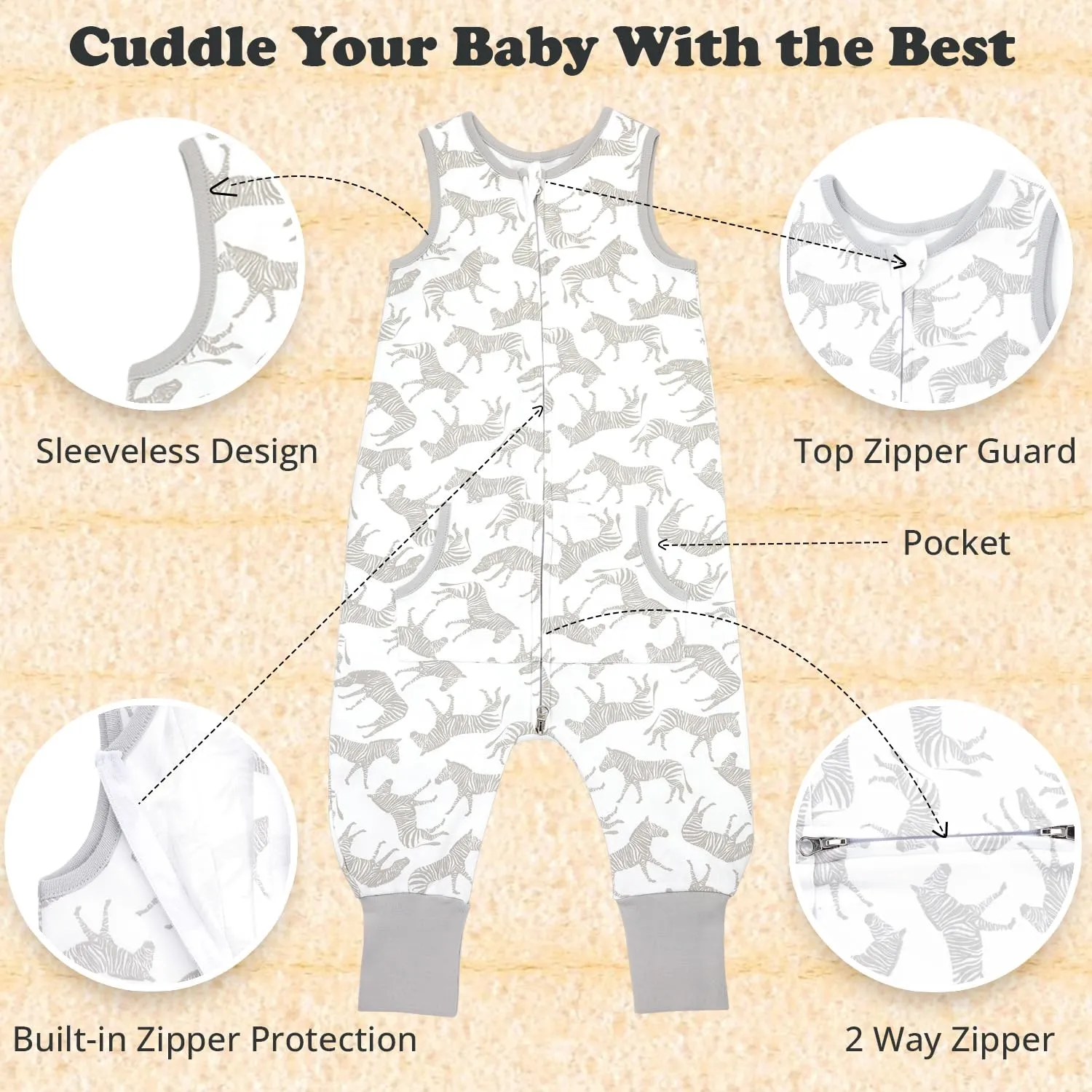 Toddler Sleep Sacks for 12-24 Month, 1 Pack Baby Wearable Blanket with Feet, Sleeveless Breathable Sleep Sacks for Baby Boys Girls