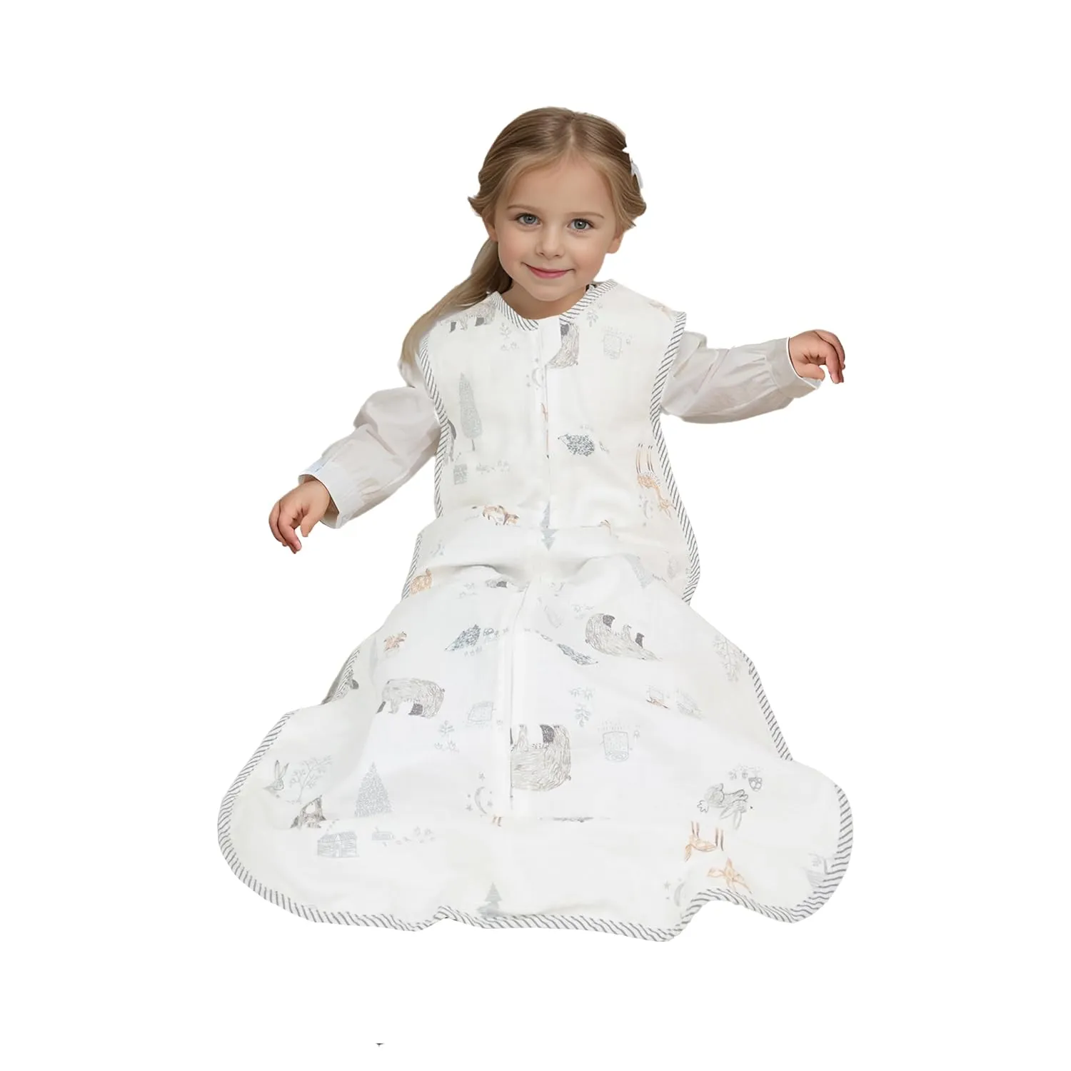 Toddler Sleeping Sack Muslin (2-3T) Lightweight 0.5 Tog Cotton Summer Baby Wearable Blanket Large Infant Sleeping Bag thin Soft Unisex long Sleeper