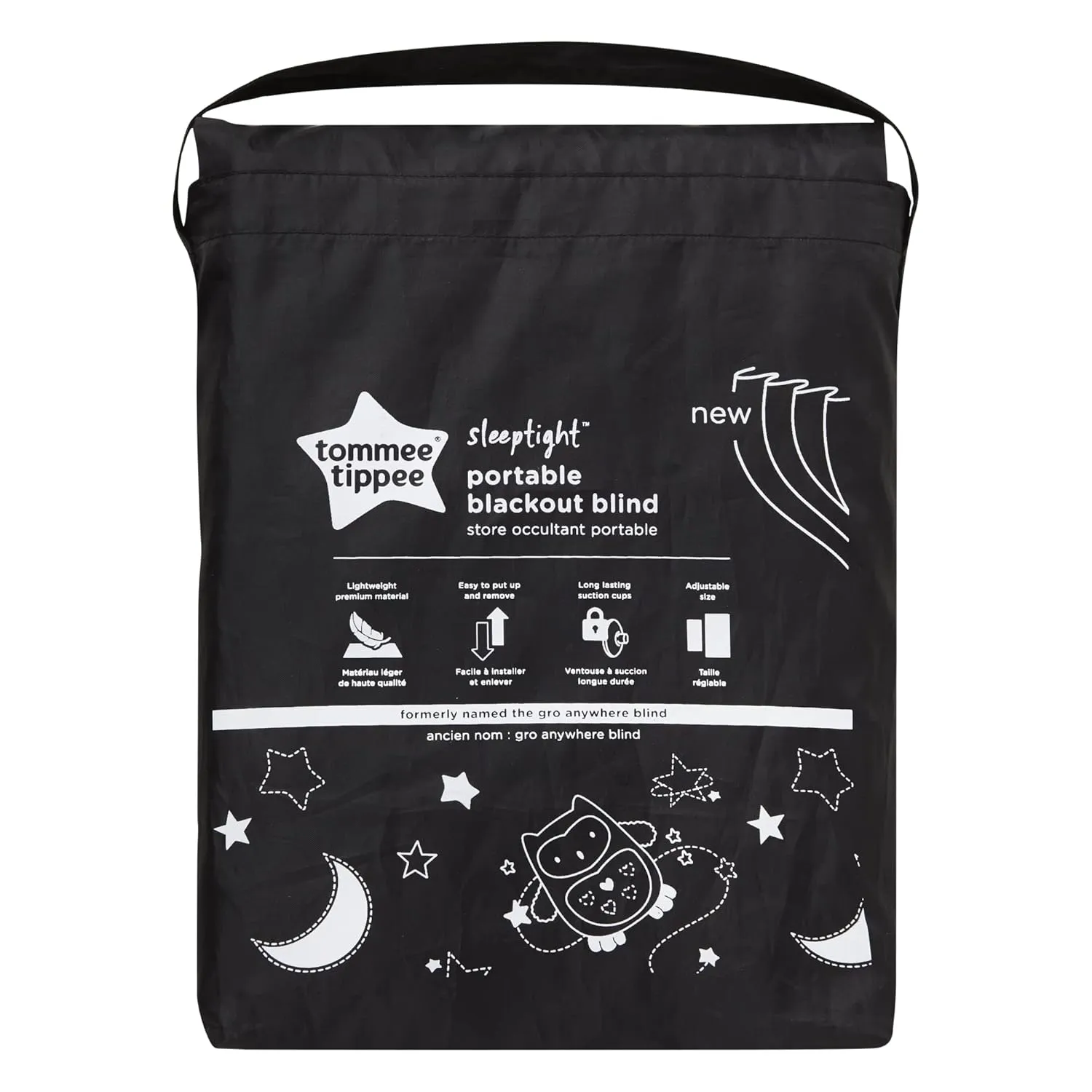 Tommee Tippee Sleeptime Portable Baby Blackout Blind, Large, 51 x 78 Inches Travel Window Blinds, Strong Suction, Foldable, Lightweight Naptime Blind, Nighttime Animations