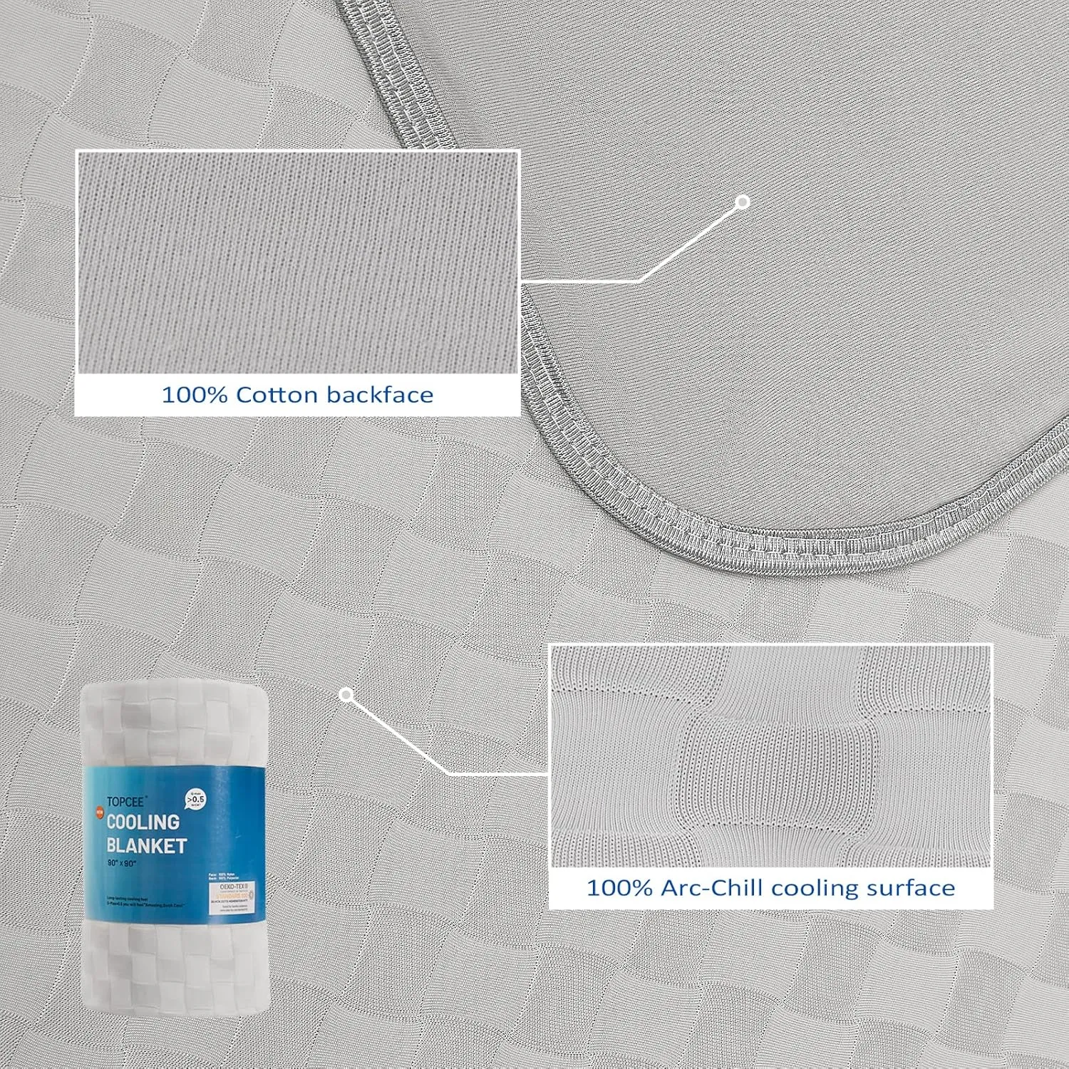 Topcee Cooling Blanket, Summer Cooling Blankets for Hot Sleepers, Arc-Chill Q-Max>0.5 Cool Fiber, Oeko-TEX 100% Certified, Soft, Breathable, Double-Side Bed Throw,Keep Cool for Adults Kids 50"x70"