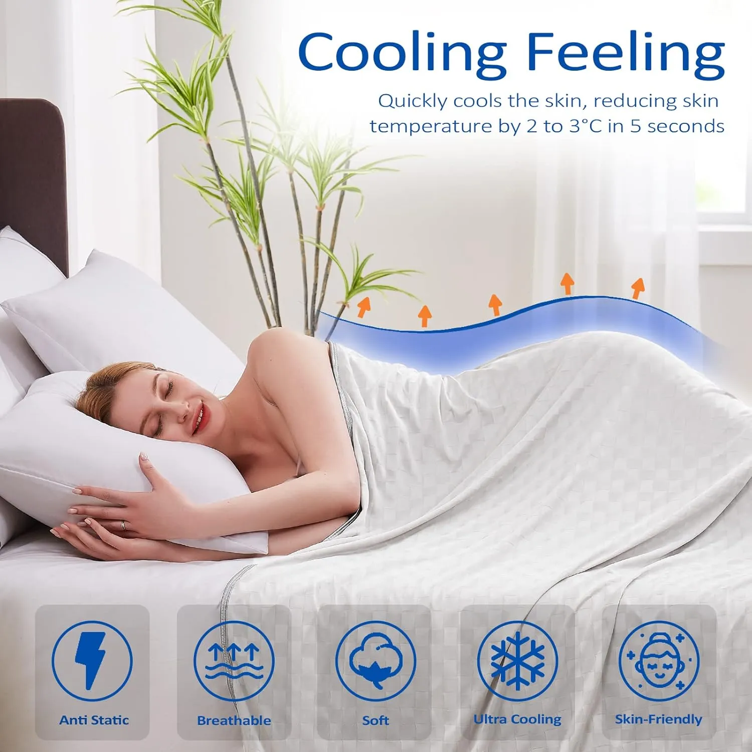 Topcee Cooling Blanket, Summer Cooling Blankets for Hot Sleepers, Arc-Chill Q-Max>0.5 Cool Fiber, Oeko-TEX 100% Certified, Soft, Breathable, Double-Side Bed Throw,Keep Cool for Adults Kids 50"x70"