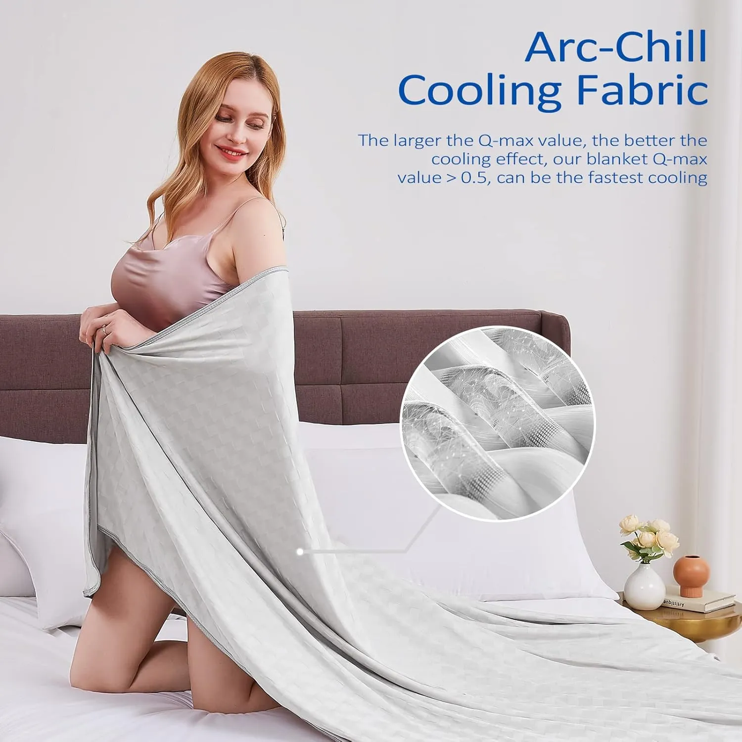 Topcee Cooling Blanket, Summer Cooling Blankets for Hot Sleepers, Arc-Chill Q-Max>0.5 Cool Fiber, Oeko-TEX 100% Certified, Soft, Breathable, Double-Side Bed Throw,Keep Cool for Adults Kids 50"x70"
