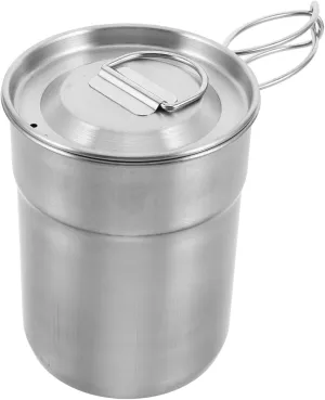 Totority 2pcs Stainless Steel Collapsible Cups with Foldable Handles for Camping Hiking and Picnics Lightweight Stackable and Versatile Outdoor Mugs for Beer and Water