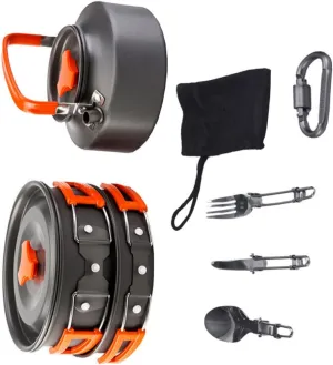 TOYANDONA 2-3 Person Camping Cookware Set Outdoor Pot and Pan Cooking Bowl Utensils Portable Cooking Supplies