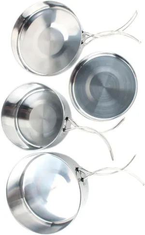 TOYANDONA 4pcs Stainless Steel Camping Cookware Set Portable Kitchenware for Outdoor Cooking Hiking Camping Cooking Pots for People
