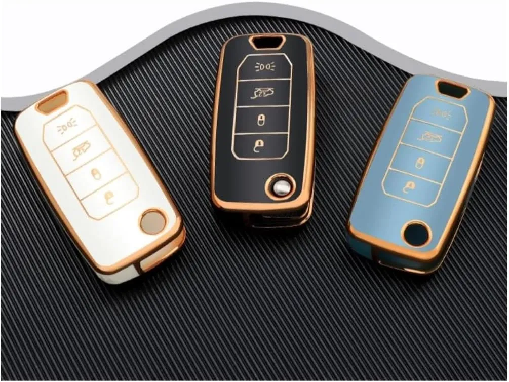 TPU Car Flip Key Case Cover Shell Fob for Jeep for Renegade for Compass 2016 2019 4 Buttons Folding Keyless Protector Bag Accessories(Black)