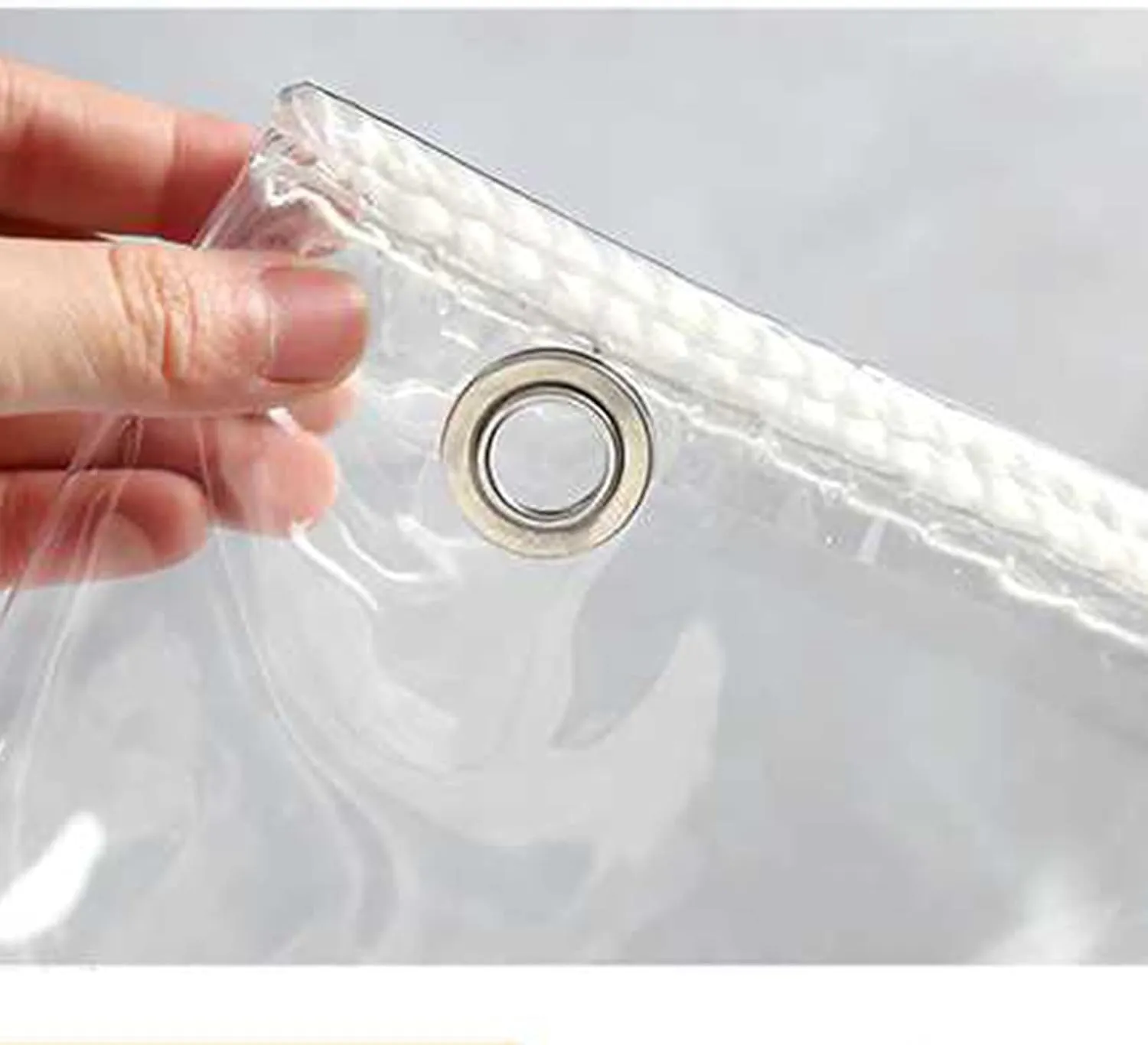 Transparent Waterproof and Rainproof Cloth Furniture Caravan Cover Sheet PVC Material Reinforced Eyelets Tear-Proof Ground Sheet Camping(1.6x1.6m)