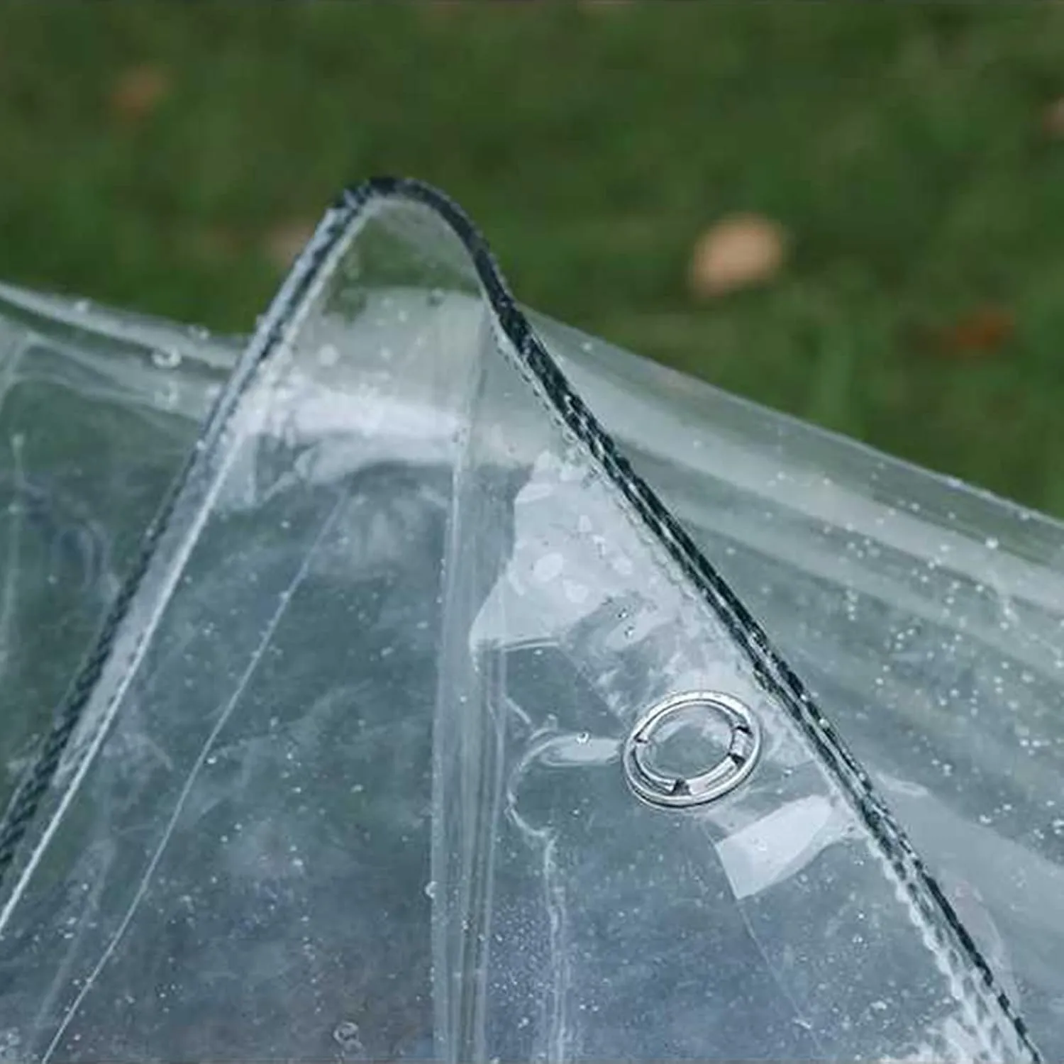 Transparent Waterproof and Rainproof Cloth Furniture Caravan Cover Sheet PVC Material Reinforced Eyelets Tear-Proof Ground Sheet Camping(1.6x1.6m)